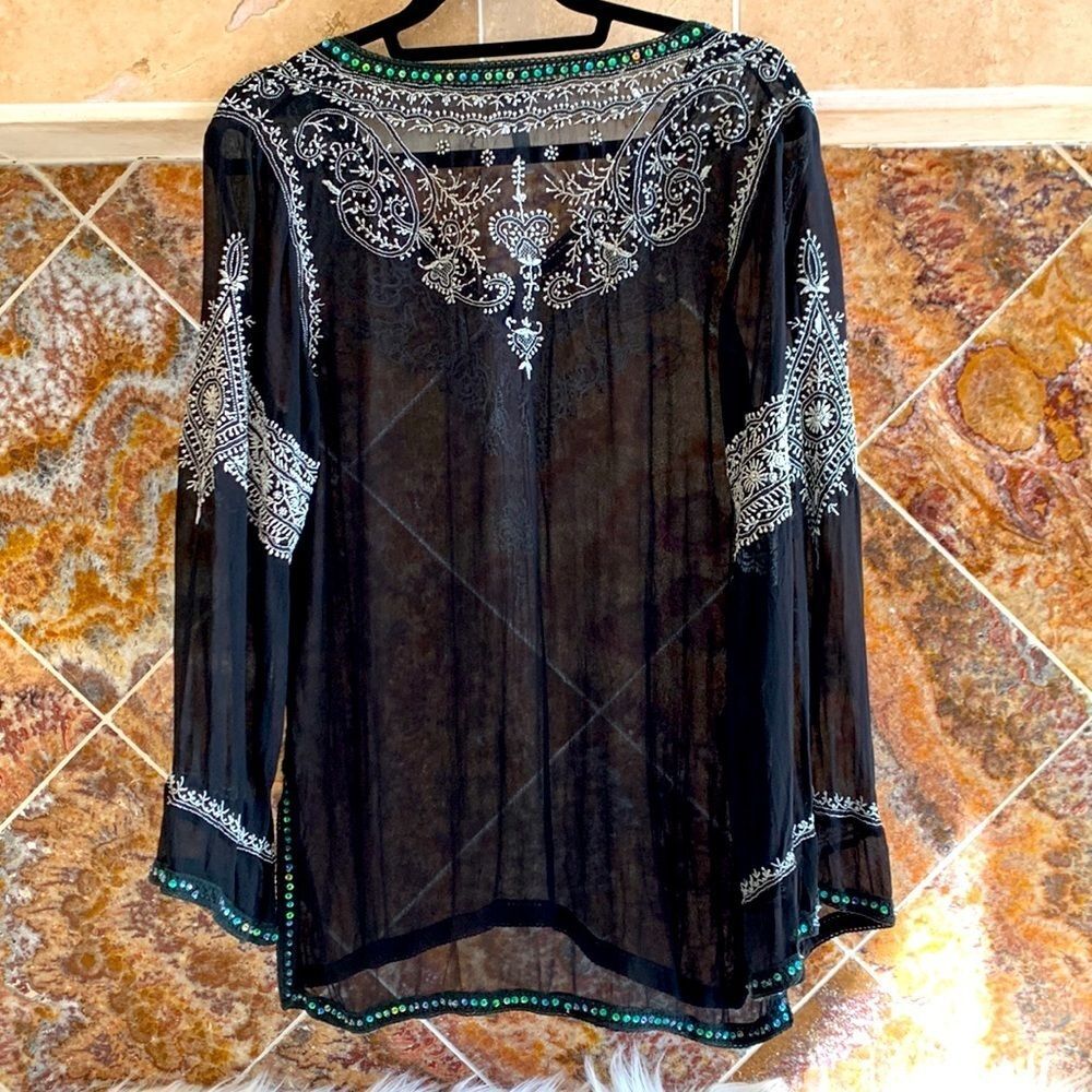 Graham Kandiah Kaftan Style Tunic Swimsuit Cover Up 100% Silk Size Small - Picture 2 of 9